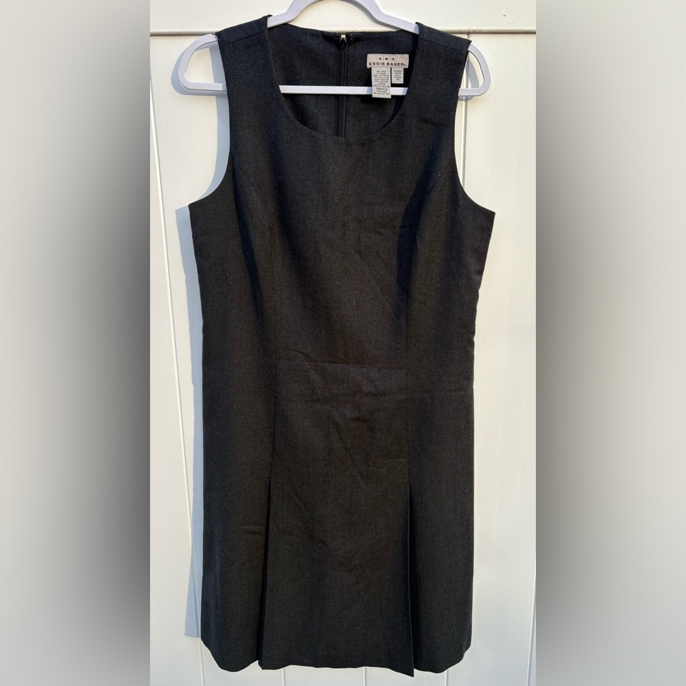Eddie Bauer steel grey/charcoal grey dress 
💯 wool -lined size 10Tall